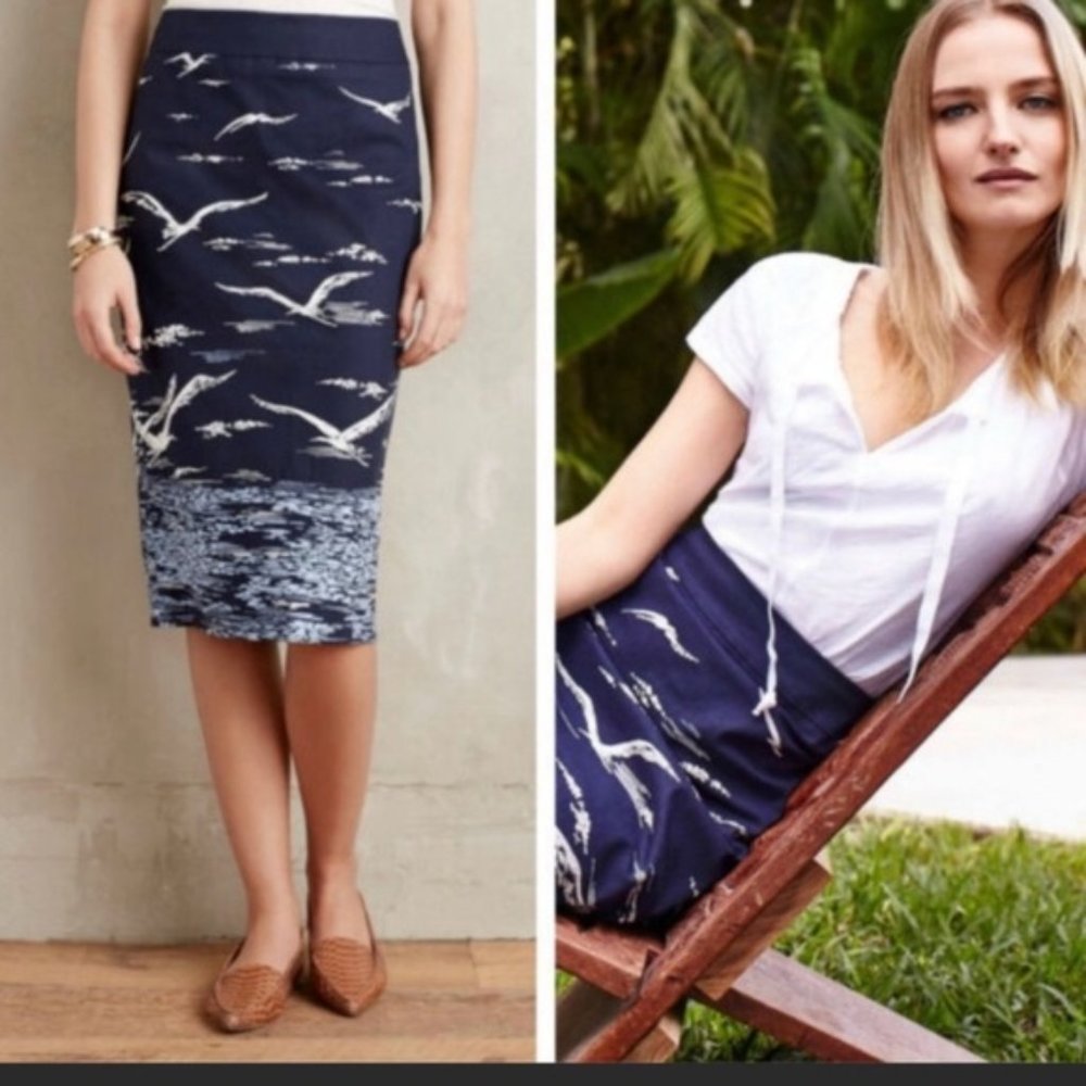 Anthropologie Maeve seagull skirt size 0 NWT